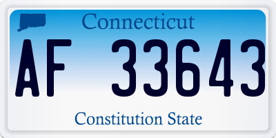 CT license plate AF33643