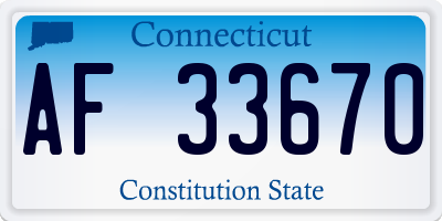 CT license plate AF33670