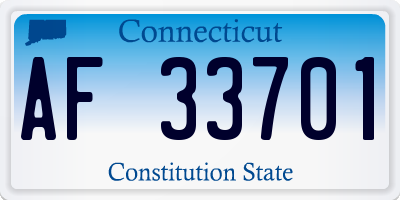 CT license plate AF33701