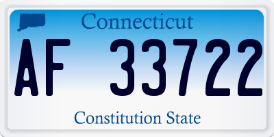 CT license plate AF33722