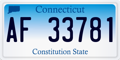 CT license plate AF33781