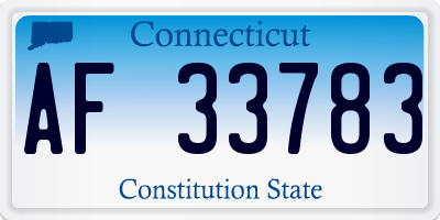 CT license plate AF33783