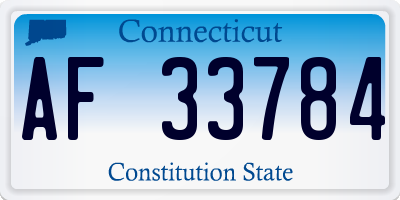 CT license plate AF33784