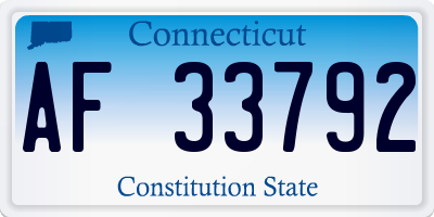 CT license plate AF33792