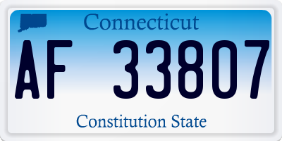 CT license plate AF33807