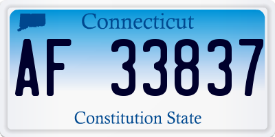 CT license plate AF33837