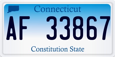 CT license plate AF33867