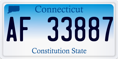 CT license plate AF33887