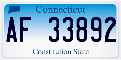 CT license plate AF33892