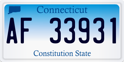 CT license plate AF33931