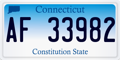 CT license plate AF33982