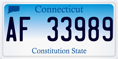 CT license plate AF33989