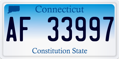 CT license plate AF33997