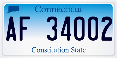 CT license plate AF34002