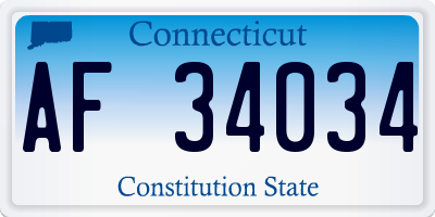 CT license plate AF34034