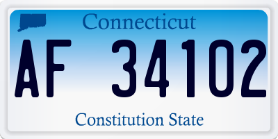 CT license plate AF34102