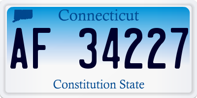 CT license plate AF34227