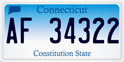 CT license plate AF34322
