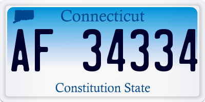CT license plate AF34334