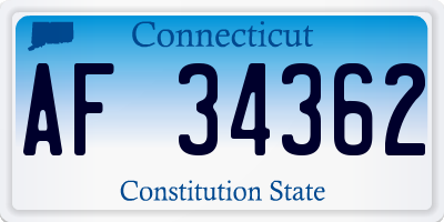 CT license plate AF34362