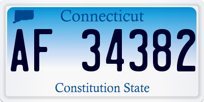 CT license plate AF34382