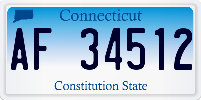 CT license plate AF34512