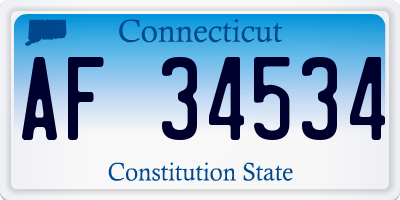 CT license plate AF34534