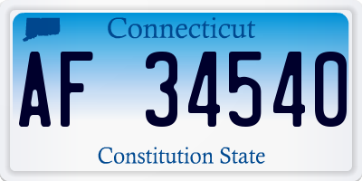 CT license plate AF34540