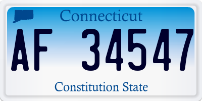 CT license plate AF34547