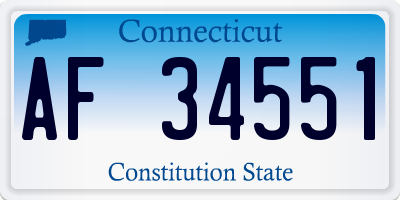 CT license plate AF34551