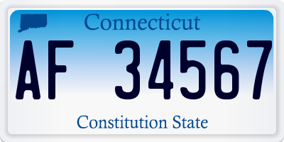 CT license plate AF34567