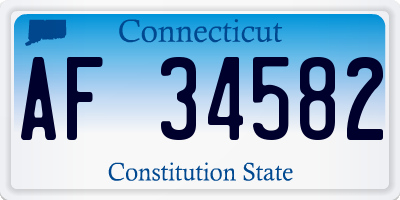 CT license plate AF34582