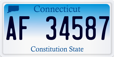 CT license plate AF34587