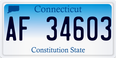 CT license plate AF34603