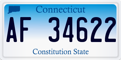 CT license plate AF34622