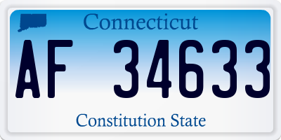 CT license plate AF34633
