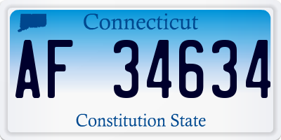 CT license plate AF34634