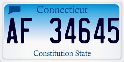 CT license plate AF34645