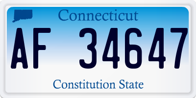 CT license plate AF34647