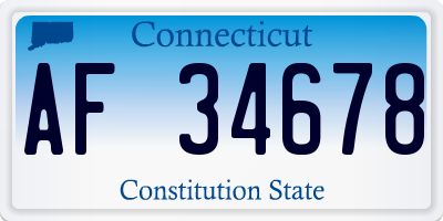 CT license plate AF34678