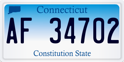 CT license plate AF34702