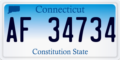 CT license plate AF34734