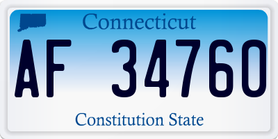 CT license plate AF34760