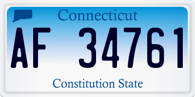 CT license plate AF34761