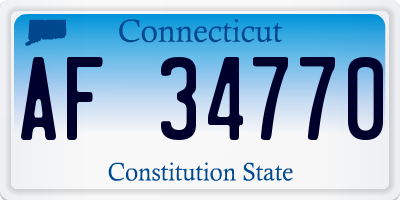 CT license plate AF34770