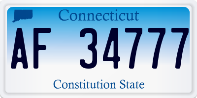 CT license plate AF34777