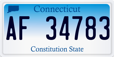 CT license plate AF34783