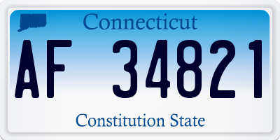CT license plate AF34821