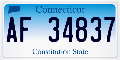 CT license plate AF34837