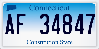 CT license plate AF34847